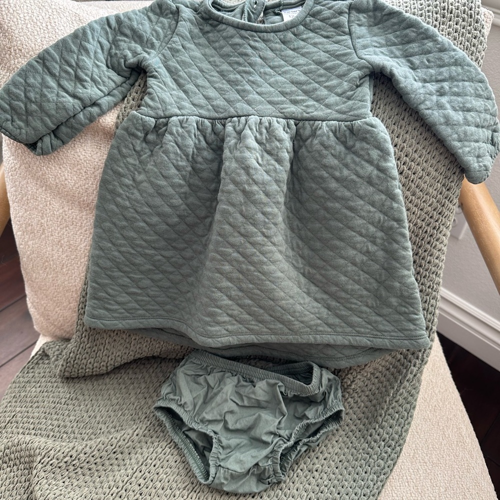 Carters Quilted Green Kids Dress Set